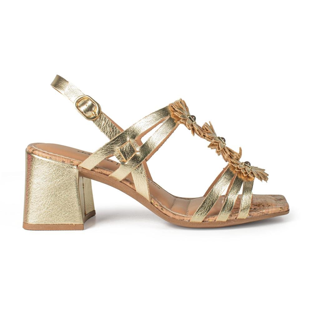 Sandália Dakota de Salto Bloco Feminina Y9754 Dourado 3