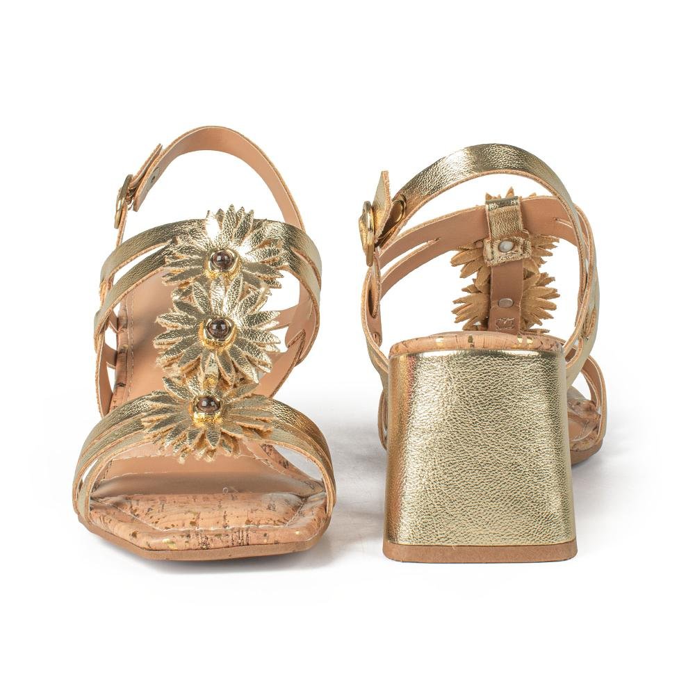 Sandália Dakota de Salto Bloco Feminina Y9754 Dourado 6
