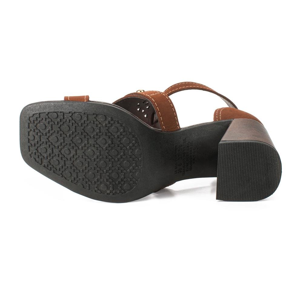 Sandália Dakota Em Couro de Salto Bloco Feminina Y9994 Café 5