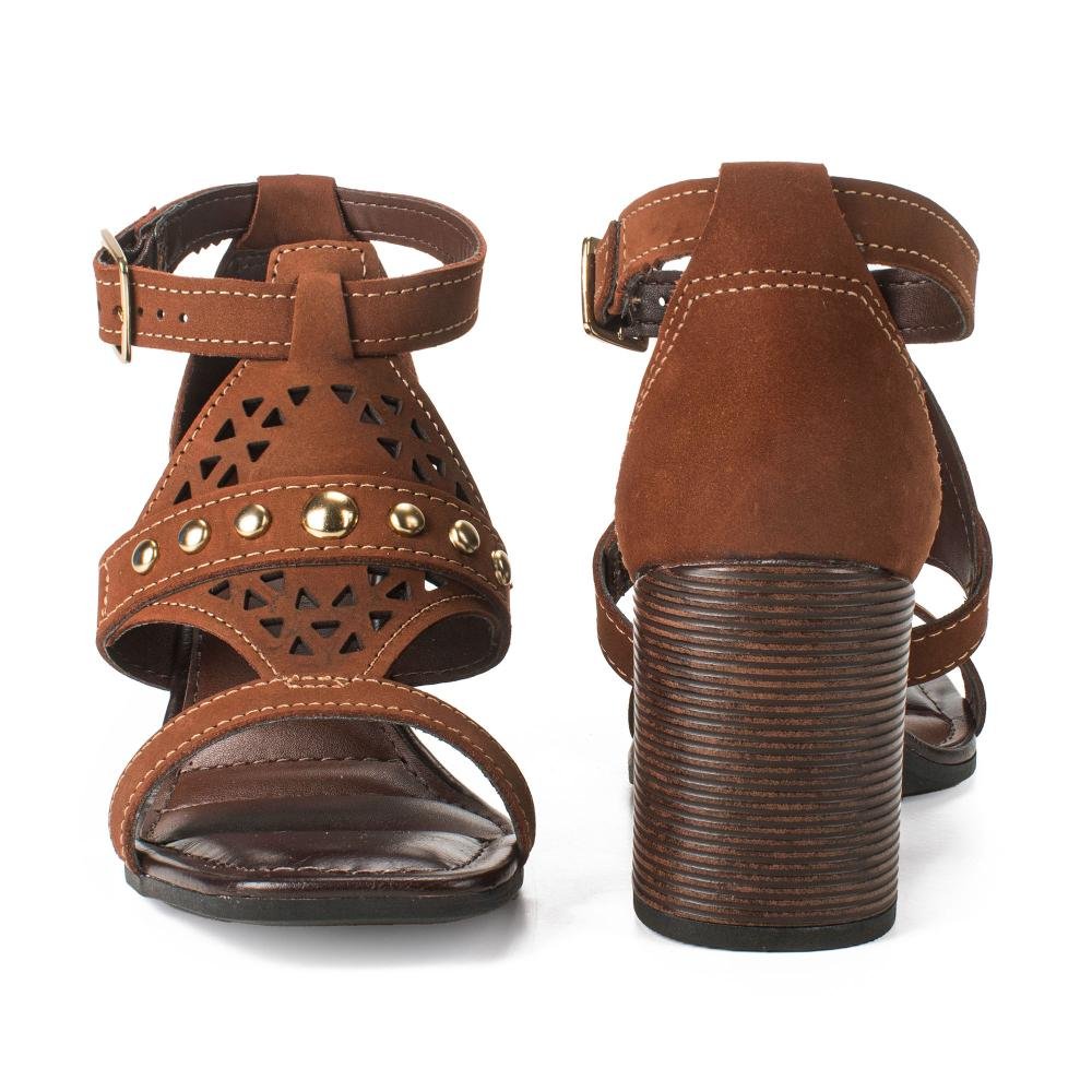 Sandália Dakota Em Couro de Salto Bloco Feminina Y9994 Café 6