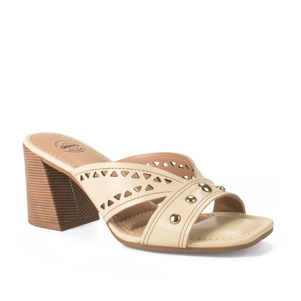 Tamanco Dakota Em Couro de Salto Bloco Feminino Y9993