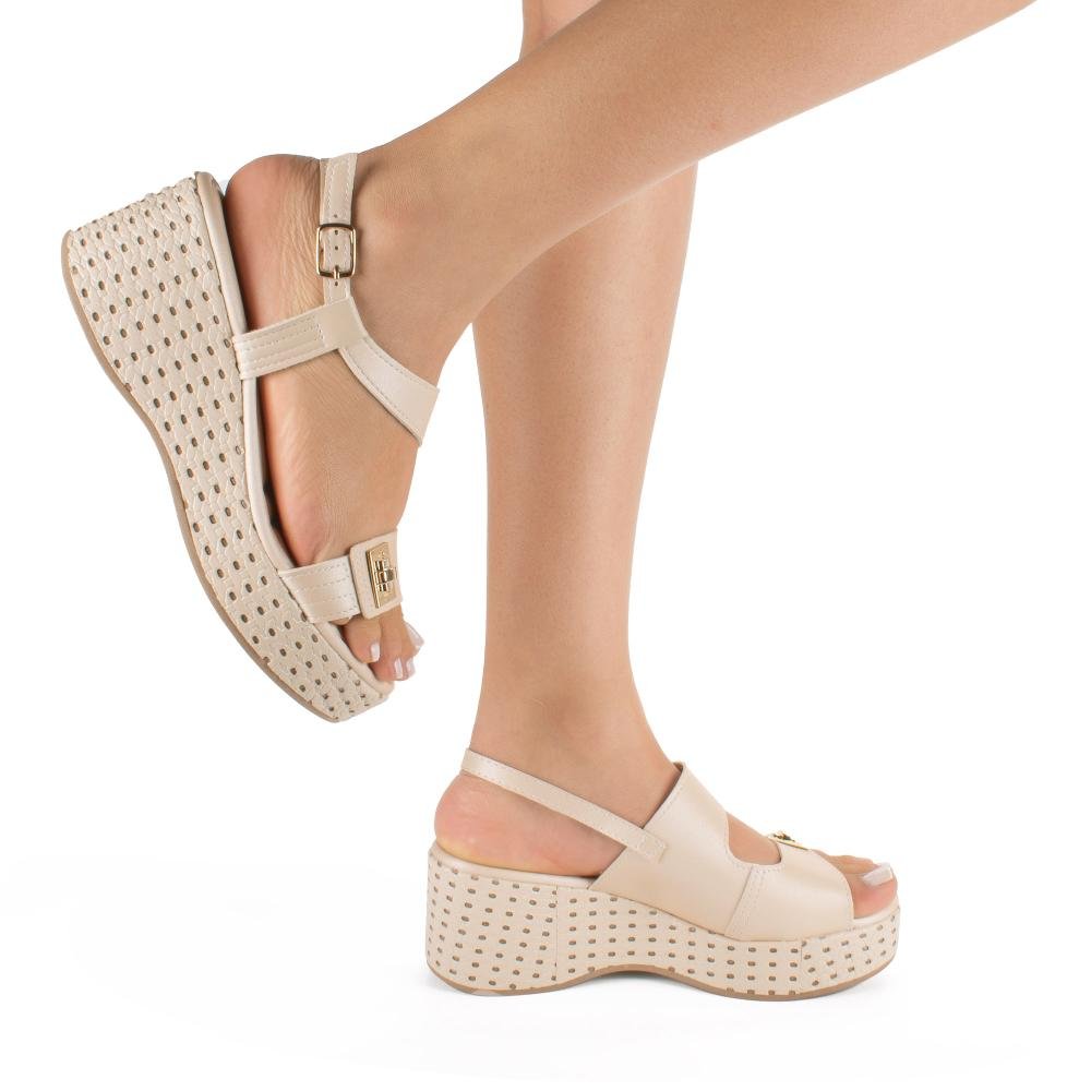 Sandália Mississipi Anabela Feminina J0461 Bege Claro 2