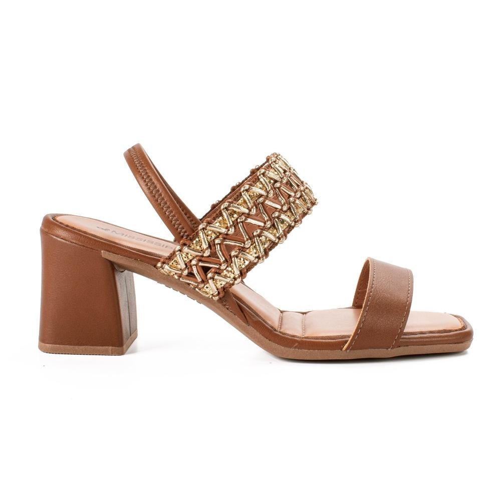 Sandália Mississipi de Salto Bloco Feminina J0511 Caramelo 3