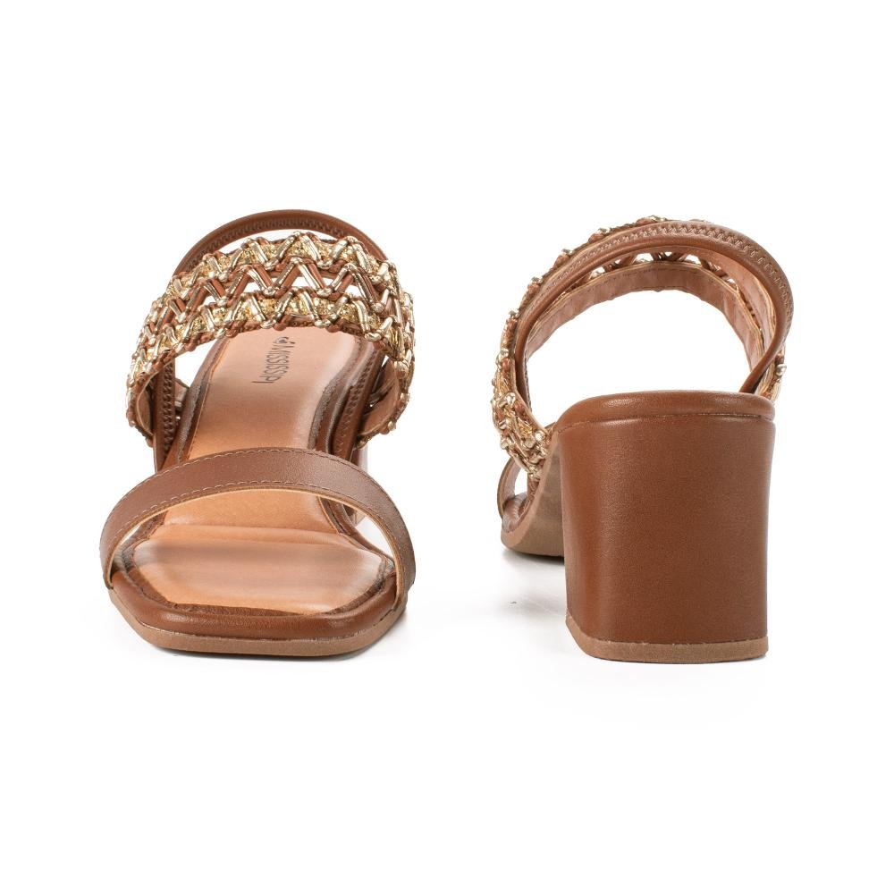 Sandália Mississipi de Salto Bloco Feminina J0511 Caramelo 6
