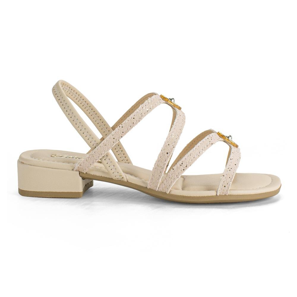 Sandália Pink Cats Infantil de Salto Bloco V5991 Bege 2