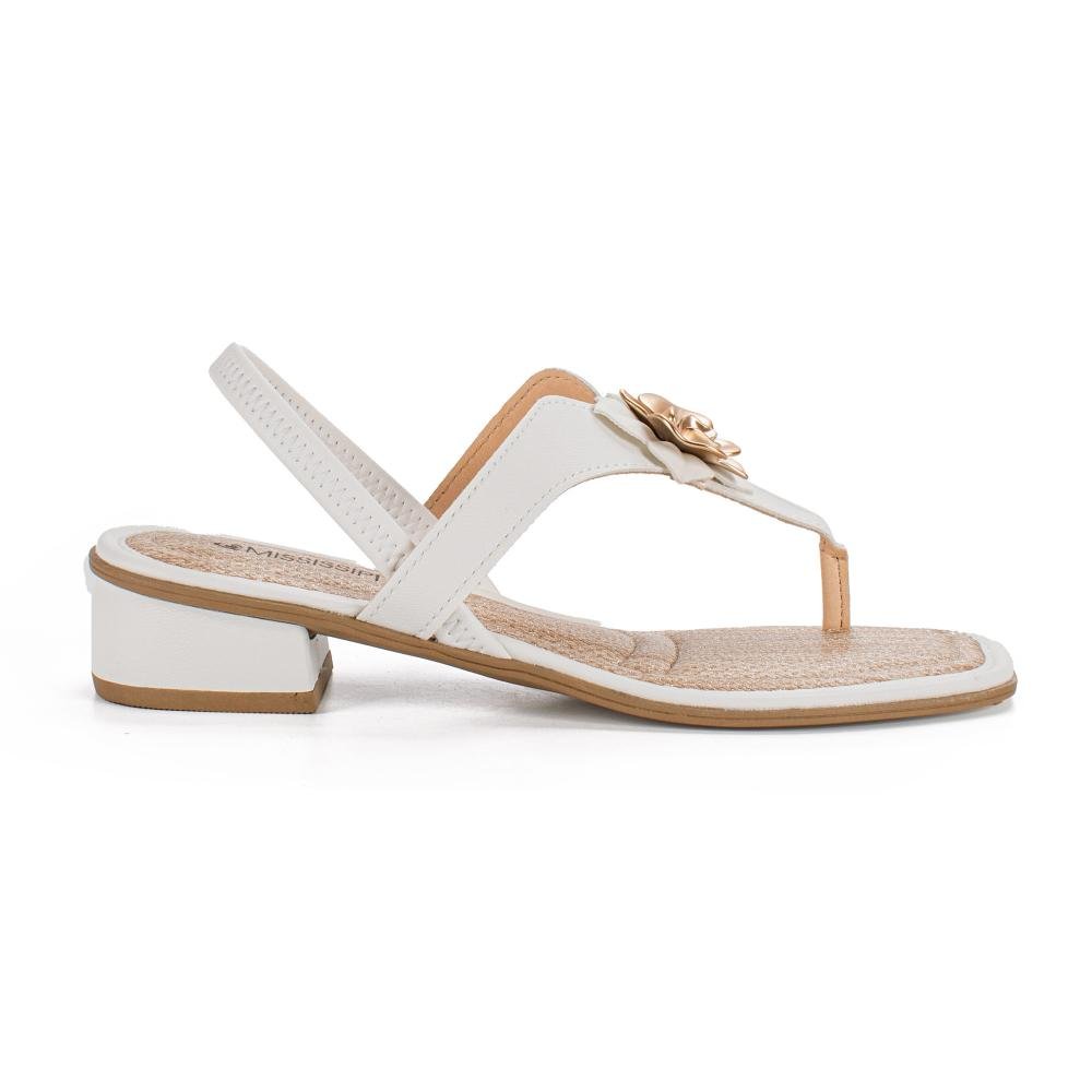 Sandália Mississipi de Salto Bloco Feminina J0552 Branco 3