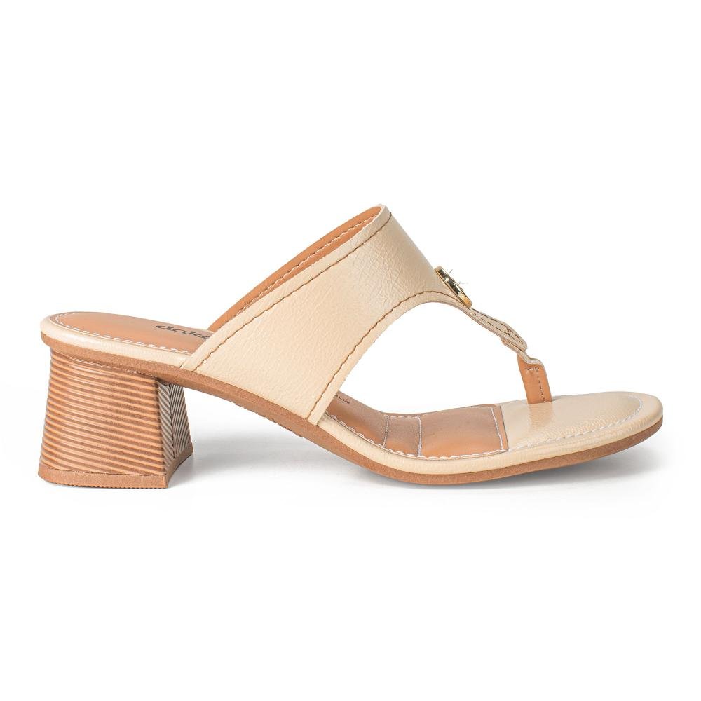 Tamanco Dakota de Salto Bloco Feminino DB071 Bege 3