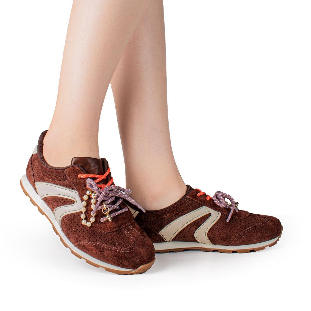 Tênis Dakota Casual Em Couro Feminino D2003 Café 2