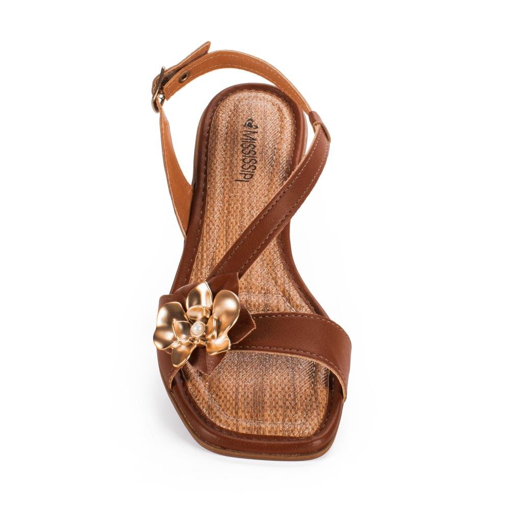 Sandália Mississipi de Salto Bloco Feminina J0551 Marrom 6