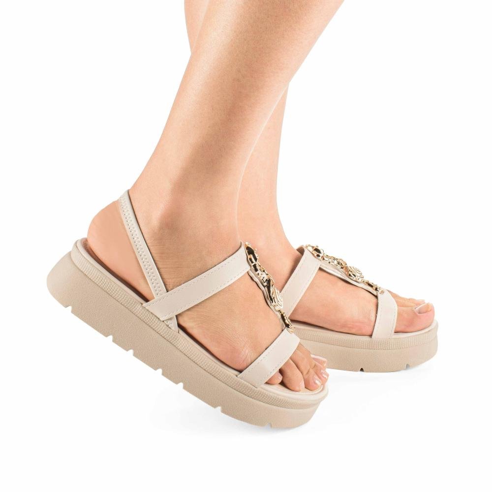 Sandália Mississipi Flatform Feminina J0214 Bege Claro 2