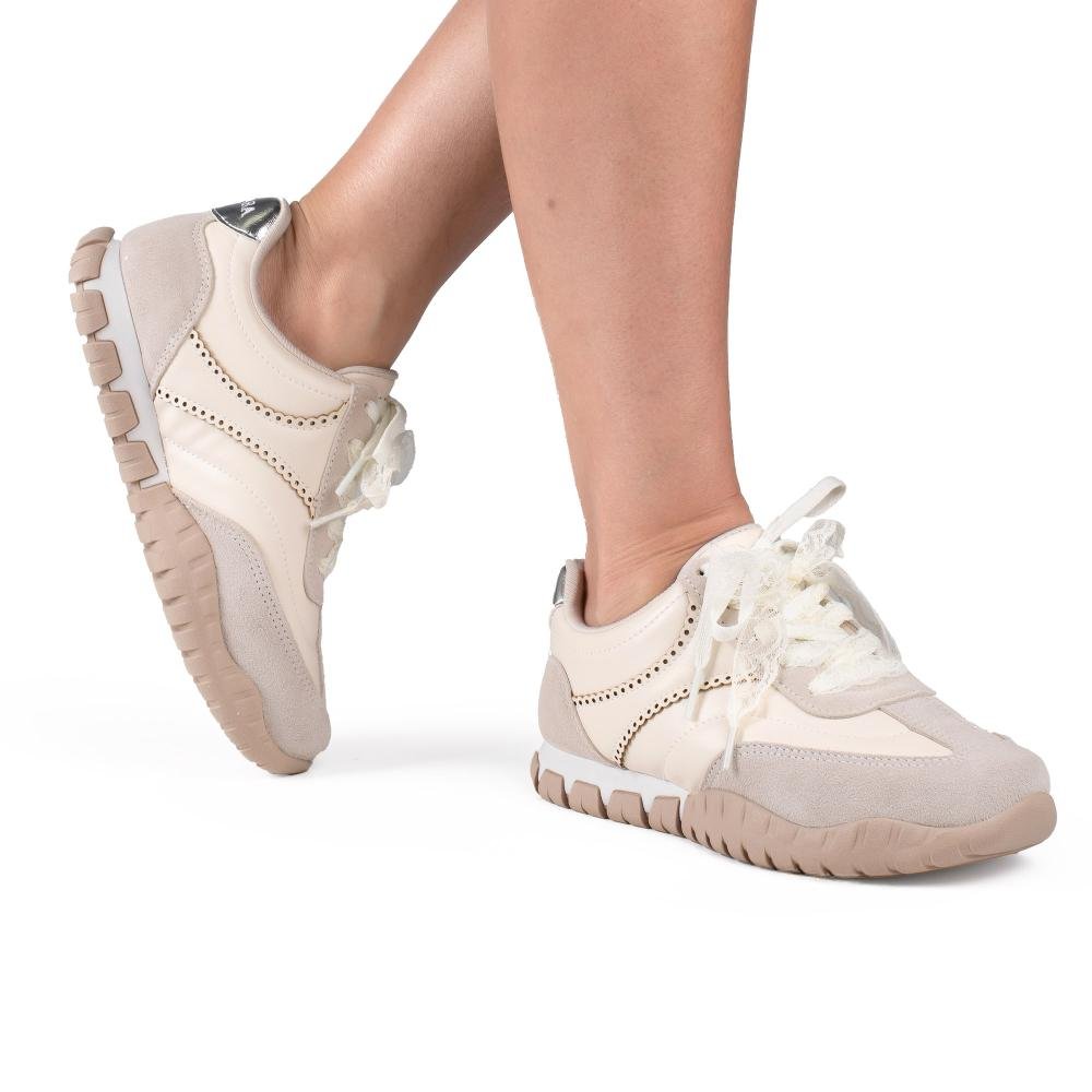 Tênis Tanara Jogging Feminino T9324 Cinza/Bege 2