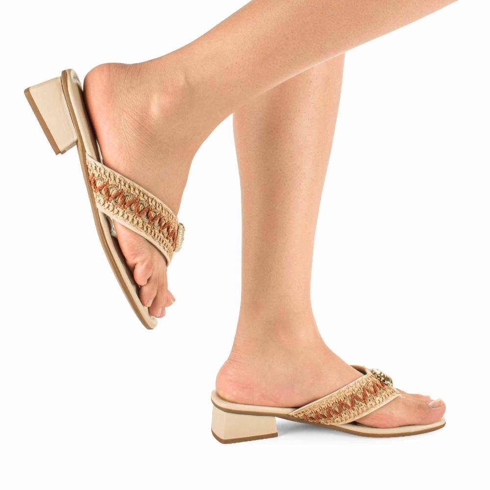 Tamanco Mississipi de Salto Bloco Feminino J0532 Bege 2