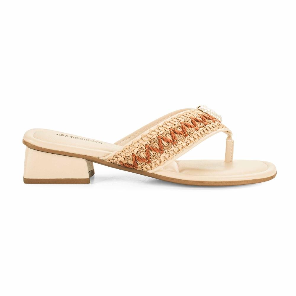 Tamanco Mississipi de Salto Bloco Feminino J0532 Bege 3