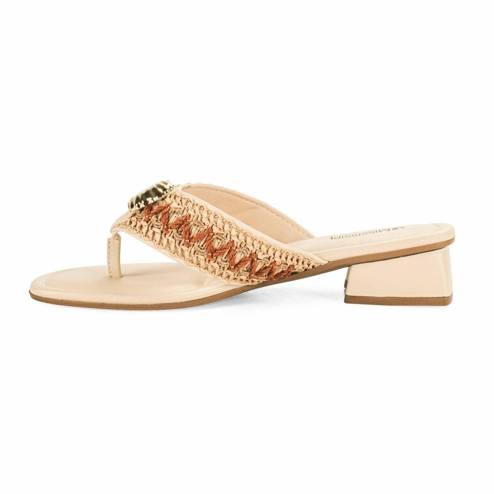 Tamanco Mississipi de Salto Bloco Feminino J0532 Bege 4