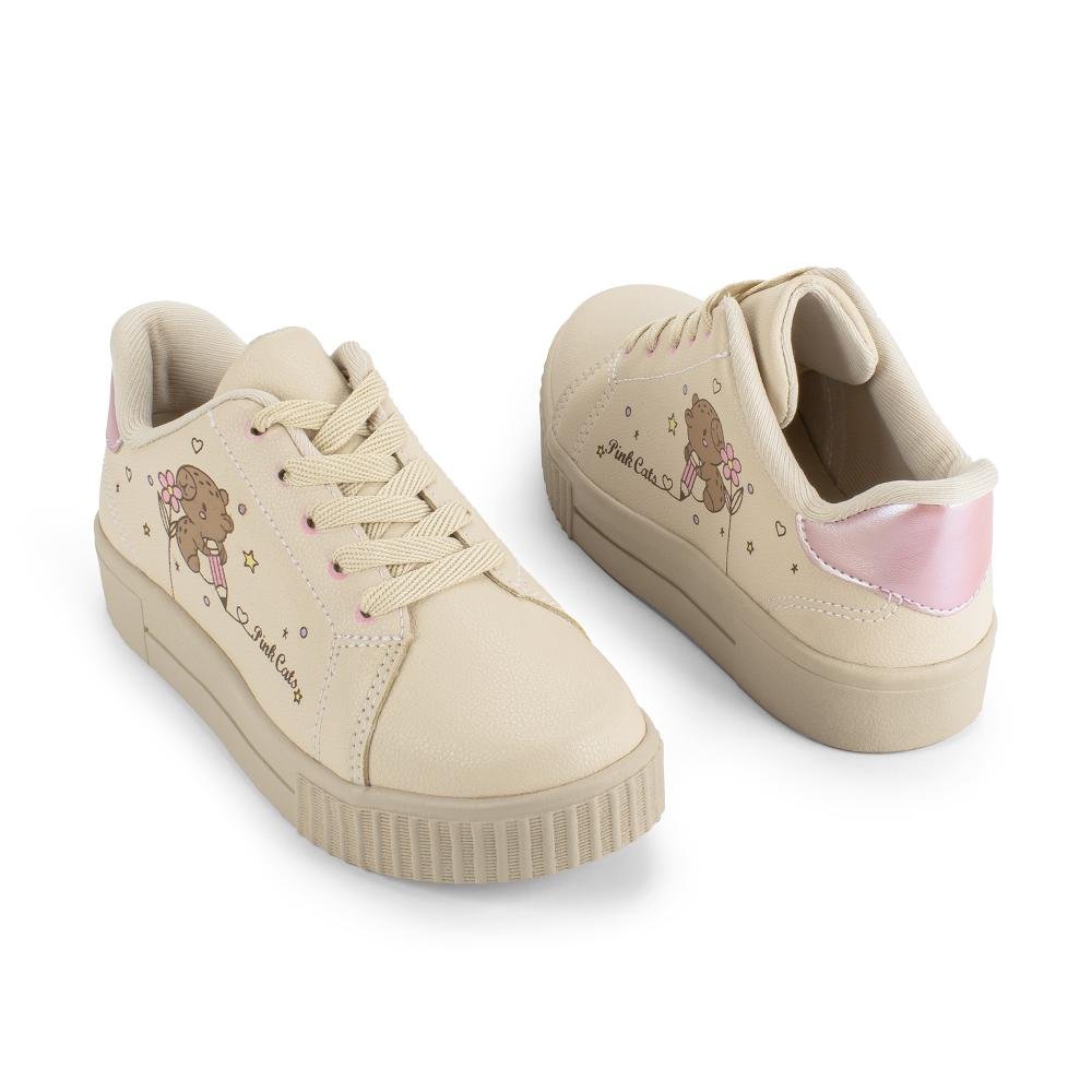 Tênis Pink Cats Infantil Casual V6013 Bege 6