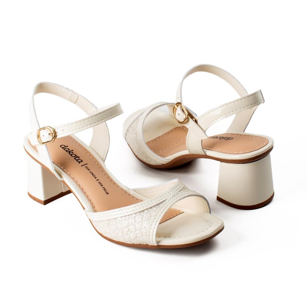 Sandália Dakota de Salto Bloco Feminina Y9744 Branco 6