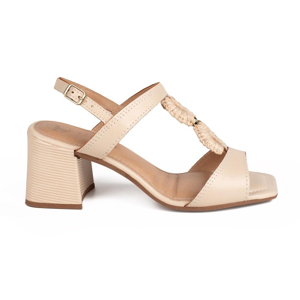Sandália Tanara de Salto Bloco Feminina T9164 Bege 2