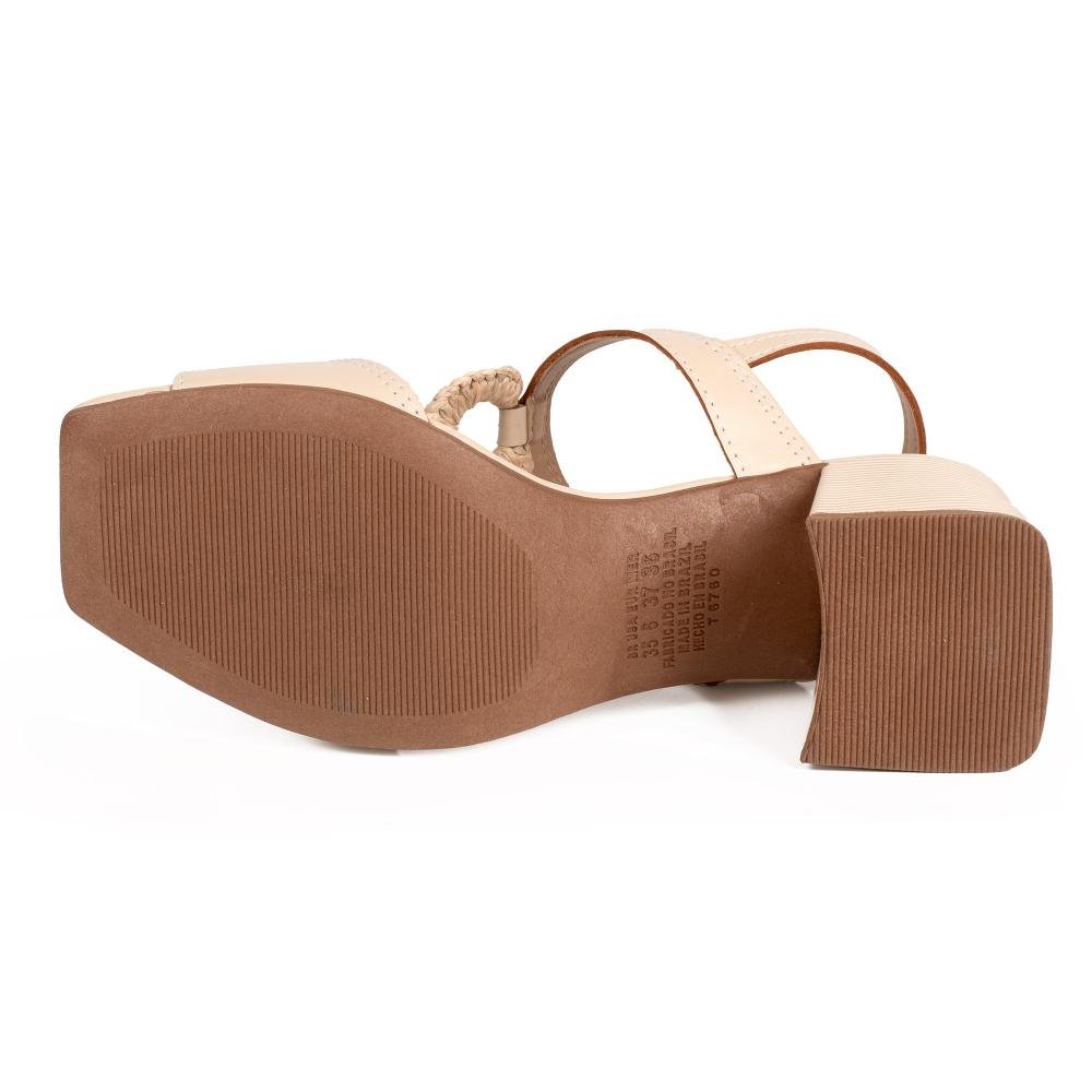 Sandália Tanara de Salto Bloco Feminina T9164 Bege 4