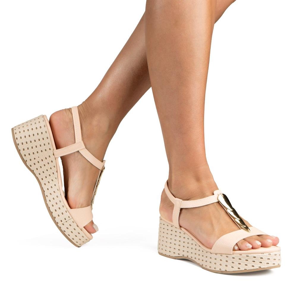 Sandália Mississipi Anabela Feminina J0462 Bege 2