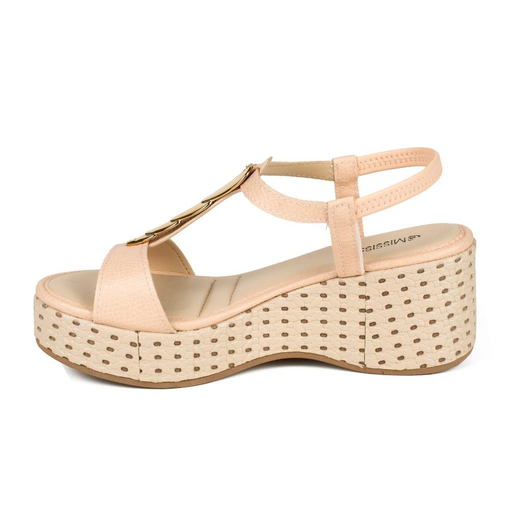 Sandália Mississipi Anabela Feminina J0462 Bege 4