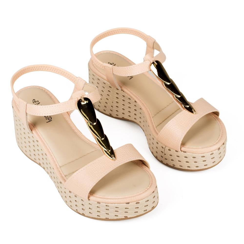 Sandália Mississipi Anabela Feminina J0462 Bege 6