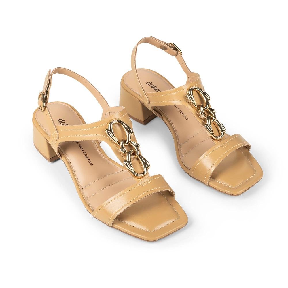 Sandália Dakota de Salto Bloco Feminina DB064 Bege 6
