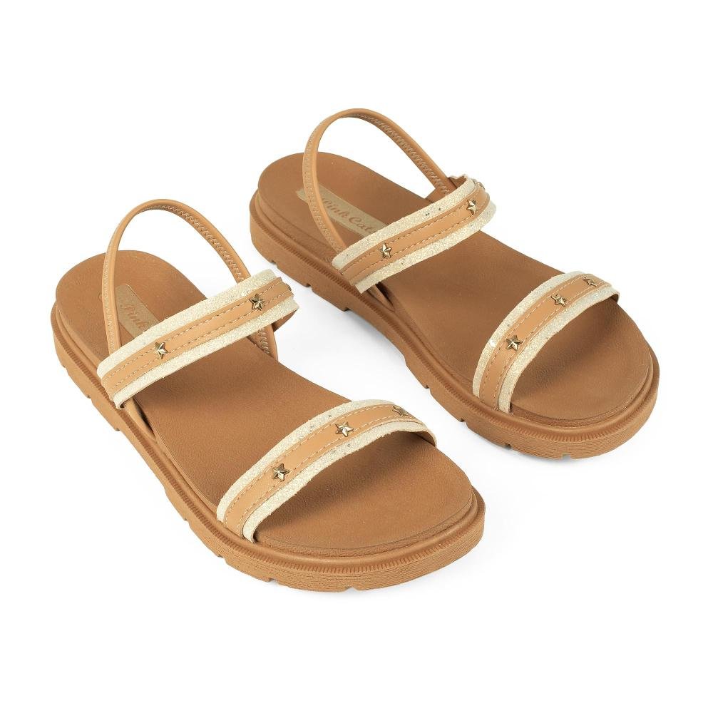 Sandália Pink Cats Infantil Flatform V5982 Bege 5