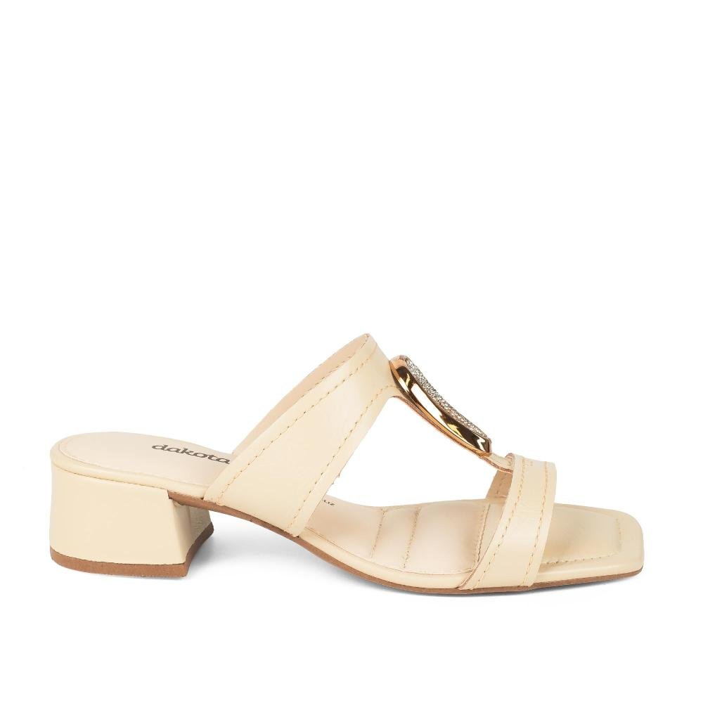 Tamanco Dakota de Salto Bloco Feminino DB062 Bege 3