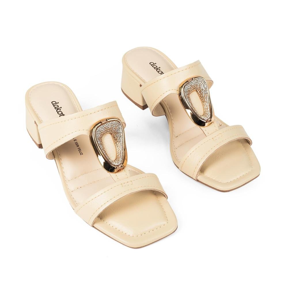 Tamanco Dakota de Salto Bloco Feminino DB062 Bege 6