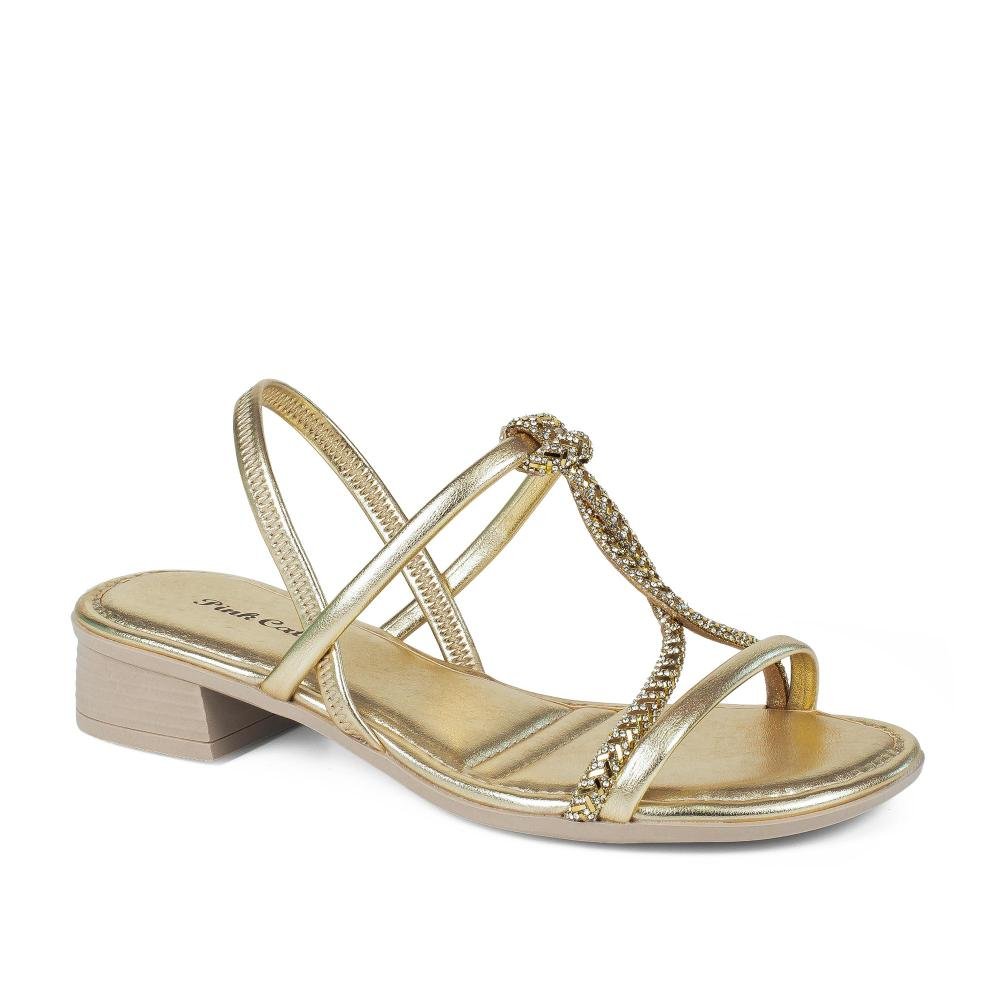 Sandália Pink Cats Infantil de Salto Bloco Metalizada V5933