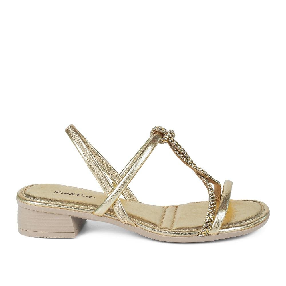 Sandália Pink Cats Infantil de Salto Bloco Metalizada V5933 Dourado 3