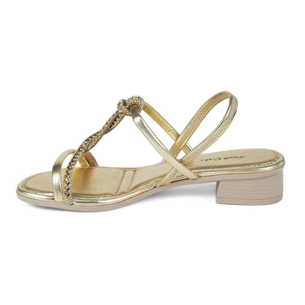 Sandália Pink Cats Infantil de Salto Bloco Metalizada V5933 Dourado 4