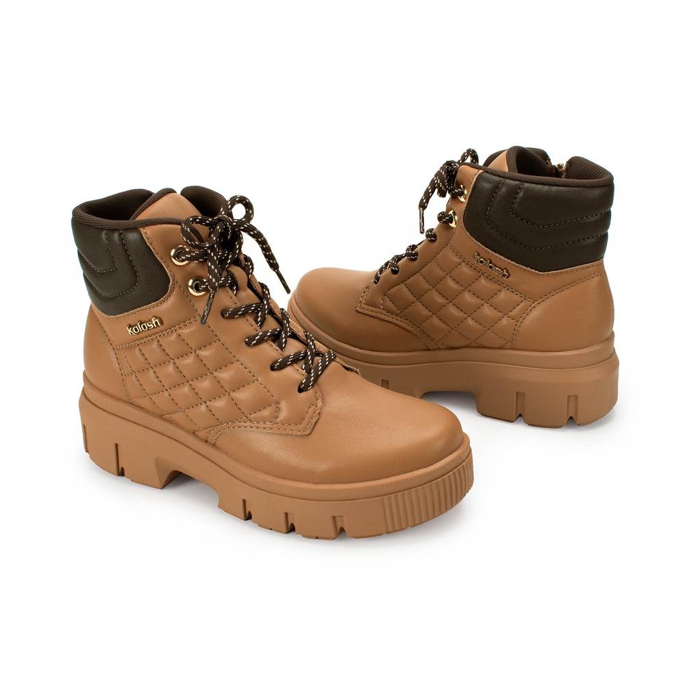 Bota Coturno Kolosh de Cano Curto Feminino C3377 Marrom 7