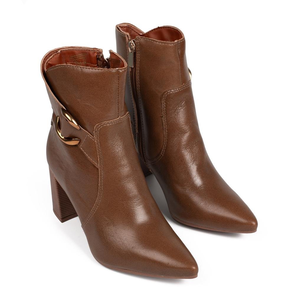 Bota Tanara Em Couro de Cano Curto Feminina T9561 Marrom 6