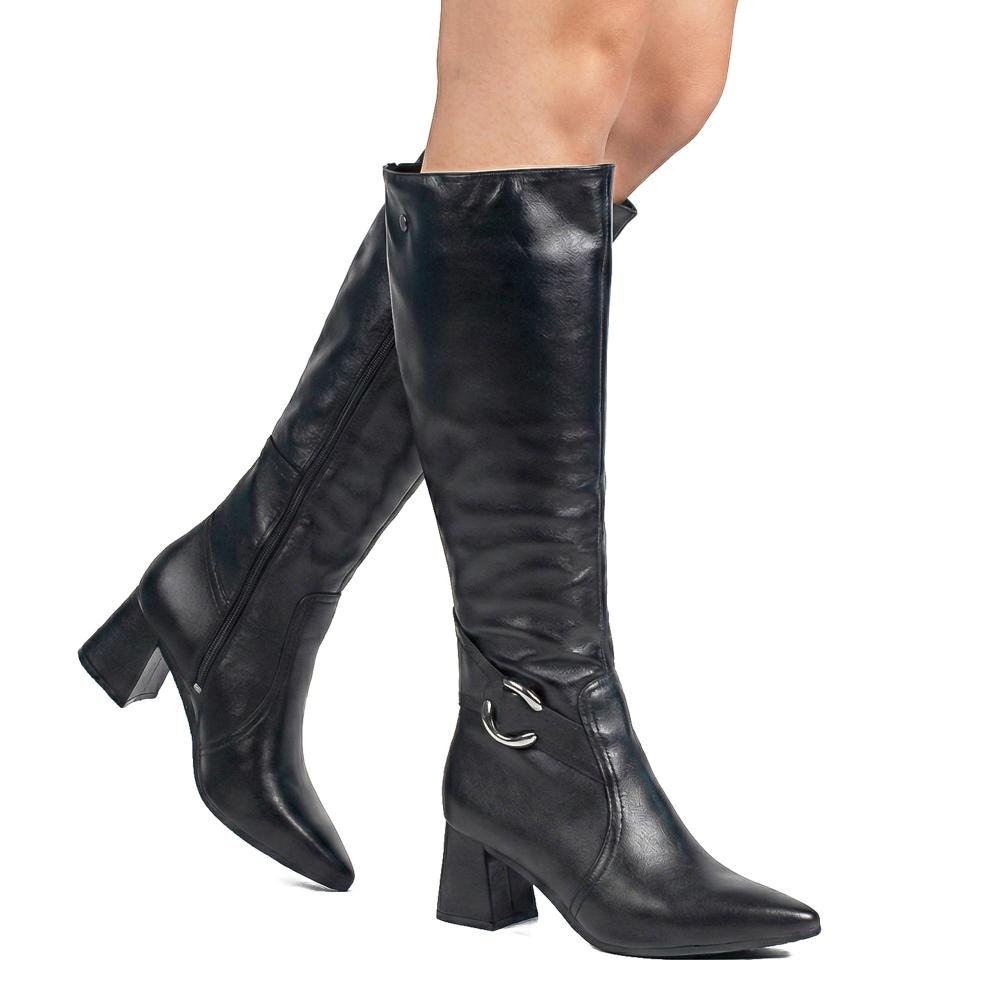 Bota Tanara Em Couro de Cano Longo Feminina T9553 Preto 2