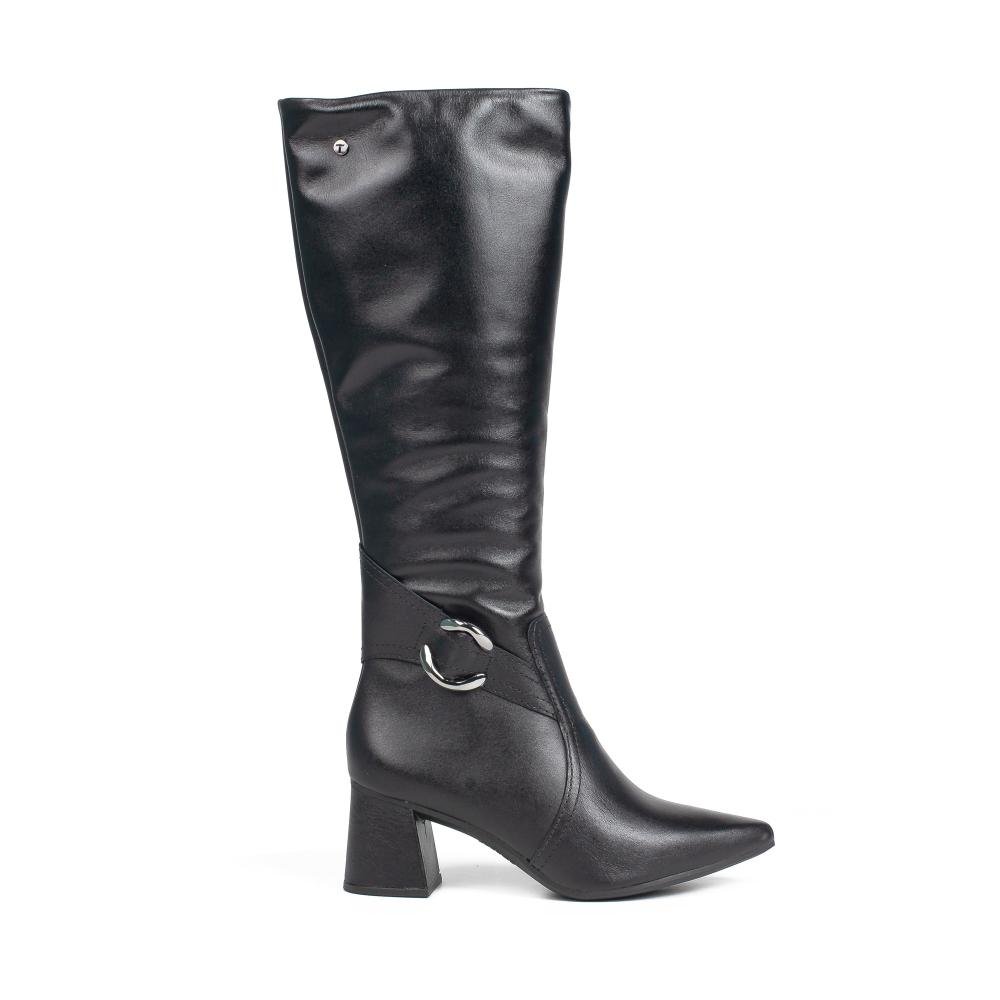 Bota Tanara Em Couro de Cano Longo Feminina T9553 Preto 3