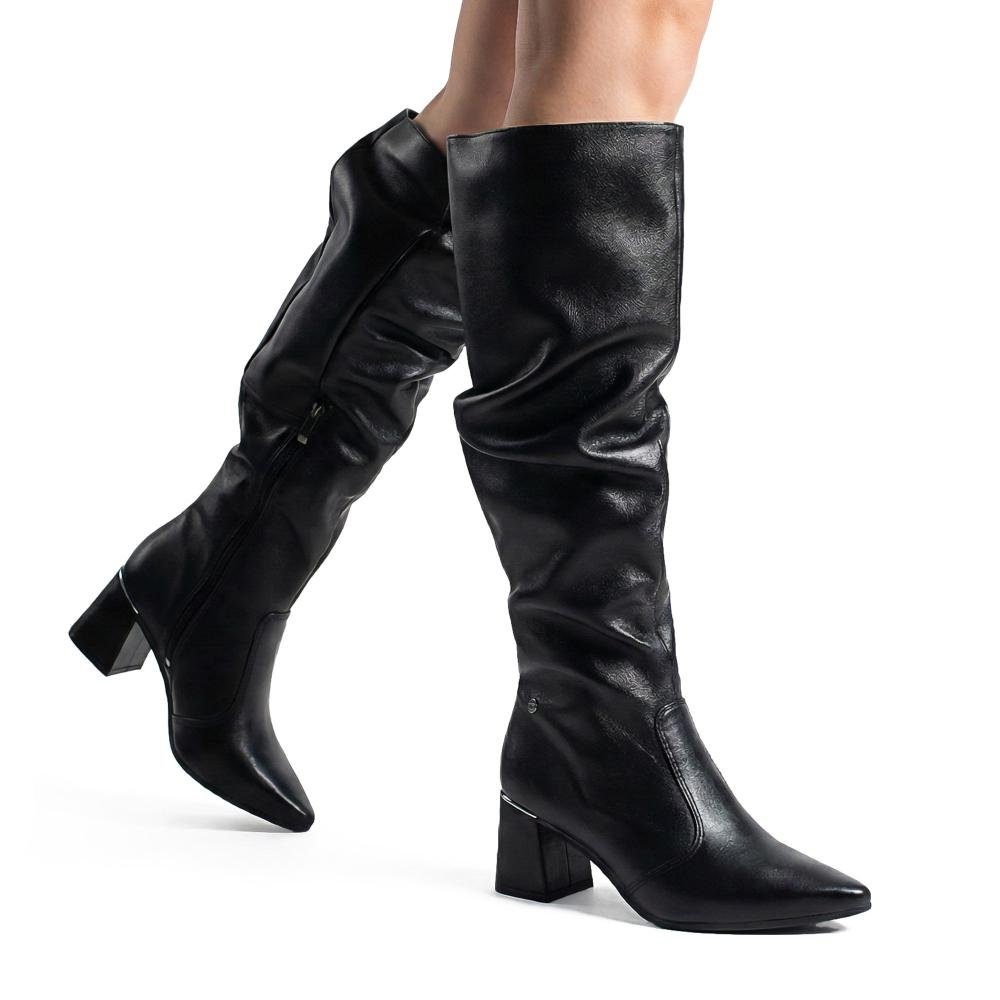 Bota Tanara Em Couro de Cano Longo Feminina T9551 Preto 2