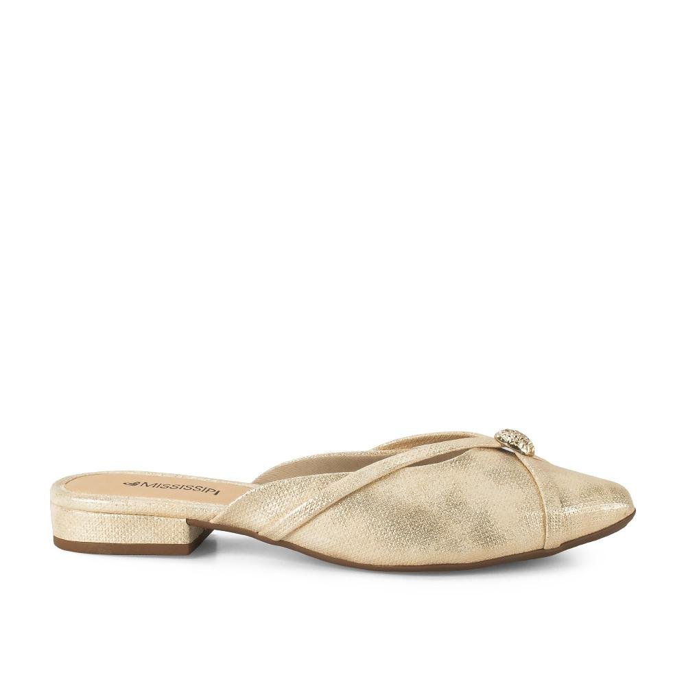 Mule Mississipi de Salto Bloco Feminino J1552 Dourado 3