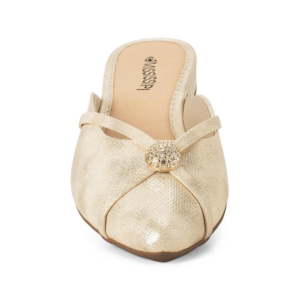 Mule Mississipi de Salto Bloco Feminino J1552 Dourado 6