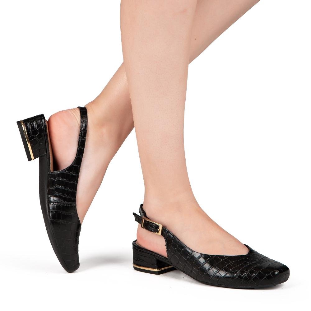 Sapato Campesí de Salto Bloco Feminino CP914 Preto 2