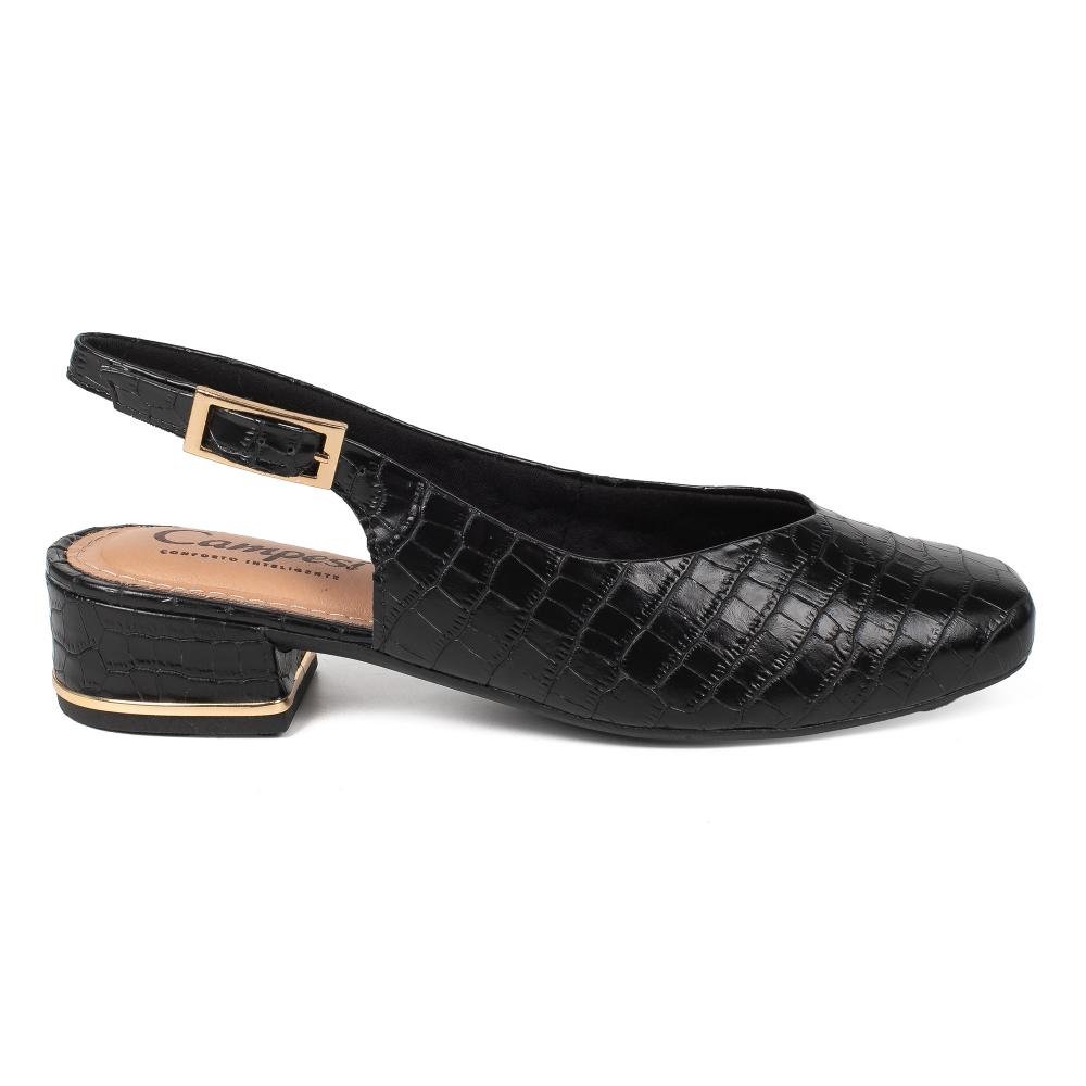 Sapato Campesí de Salto Bloco Feminino CP914 Preto 3