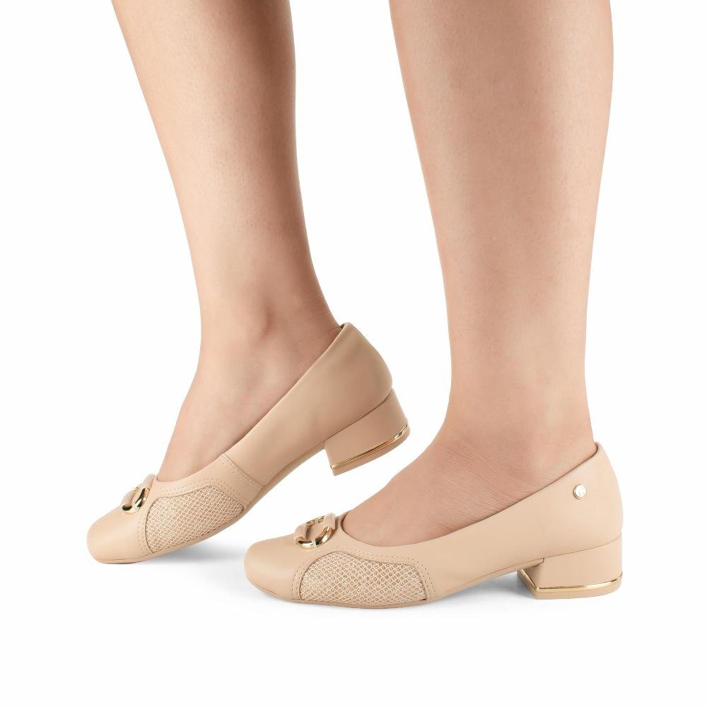 Scarpin Campesí de Salto Baixo Feminino CE352 Bege 3