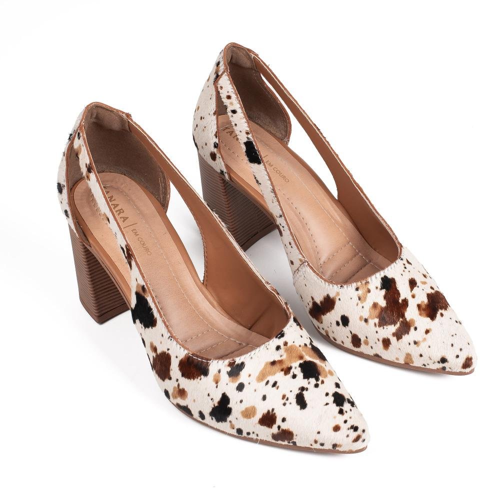 Scarpin Tanara Em Couro de Salto Bloco Feminino T9521 Animal Print 7