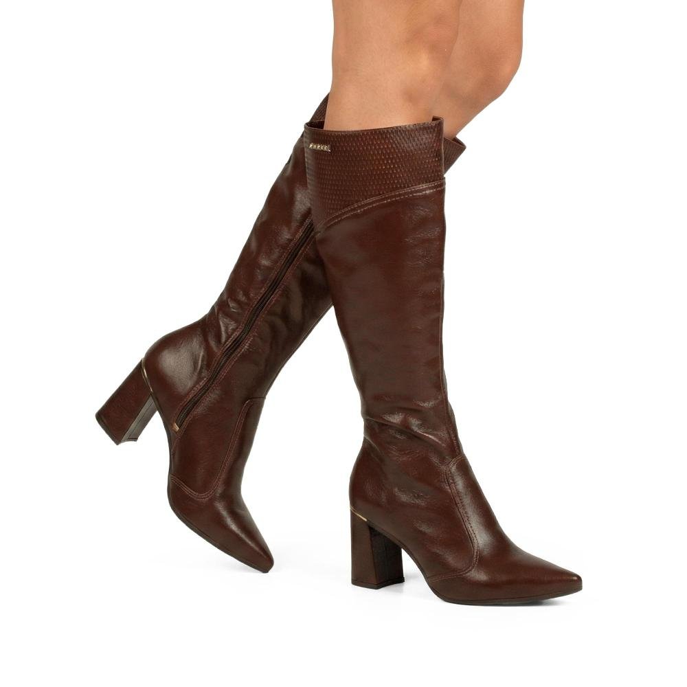 Bota Tanara Em Couro de Cano Longo Feminina T9564 Marrom 2