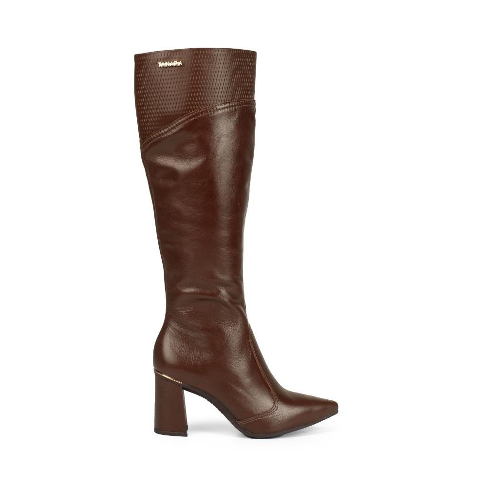 Bota Tanara Em Couro de Cano Longo Feminina T9564 Marrom 3