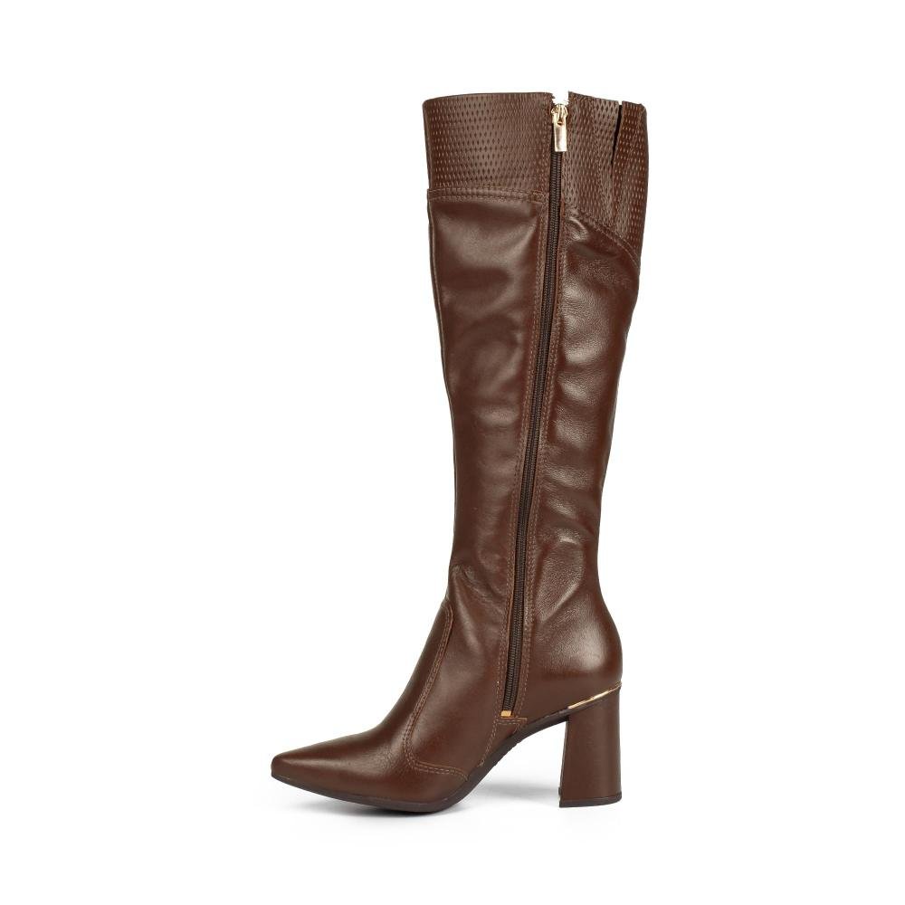Bota Tanara Em Couro de Cano Longo Feminina T9564 Marrom 4