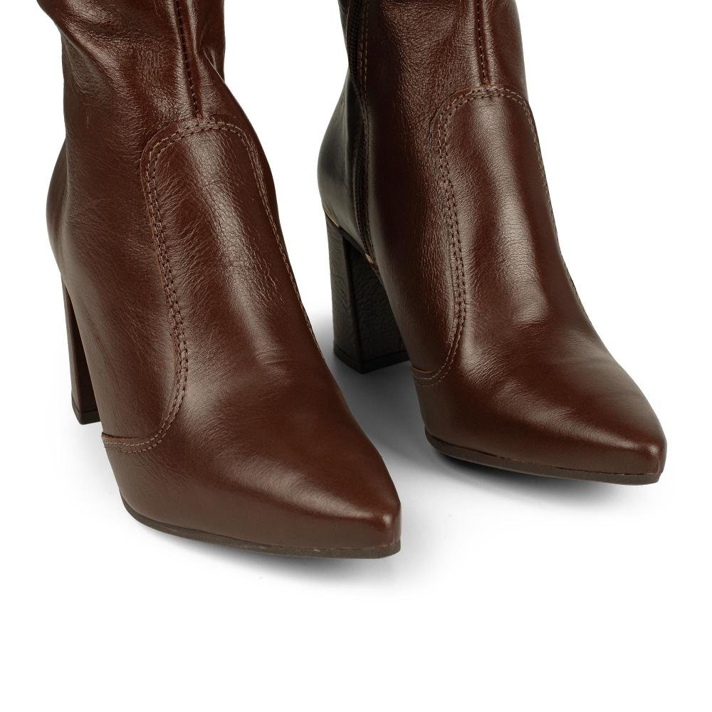 Bota Tanara Em Couro de Cano Longo Feminina T9564 Marrom 6