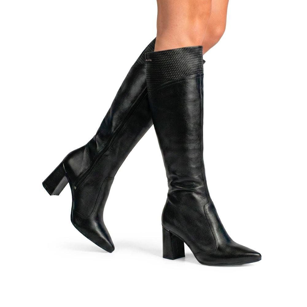 Bota Tanara Em Couro de Cano Longo Feminina T9564 Preto 2