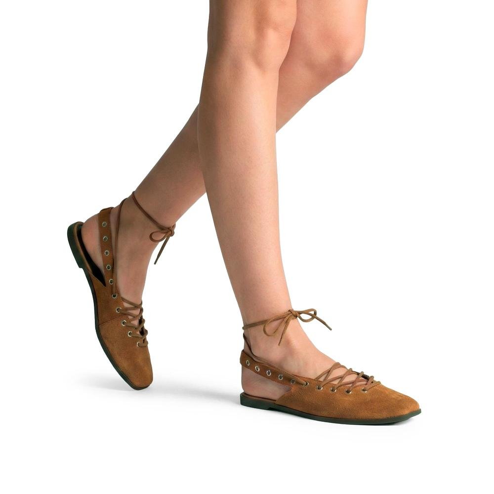 Sapatilha Tanara Em Couro Feminino T9483 Marrom 2