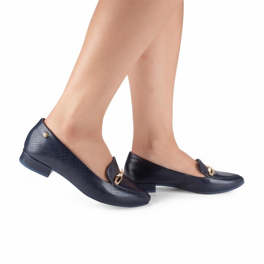 Scarpin Campesí de Salto Baixo Feminino CE492 Azul Marinho 2